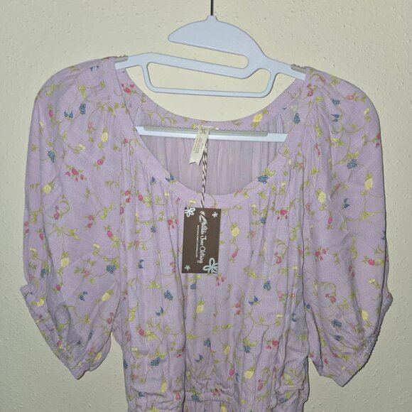 Matilda Jane Midi Dress M NWT Artist Floral Purple $98 Short Sleeves - Picture 6 of 8